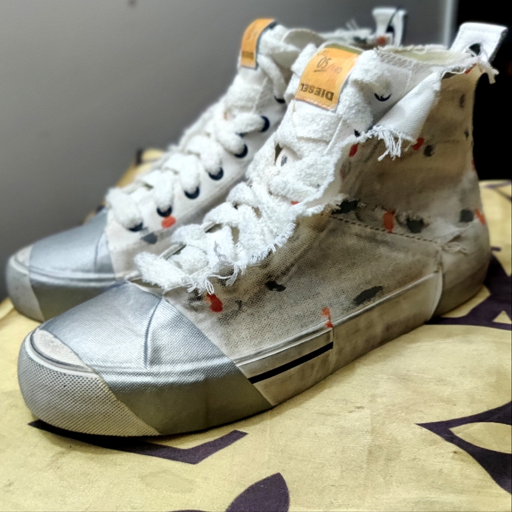 Diesel distressed canvas sneakers